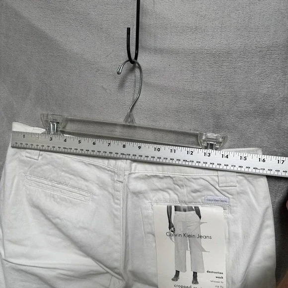 Calvin Klein Jeans Jeans Womens 10 White Cropped Regiment Twill Relaxed Fit - Picture 12 of 16